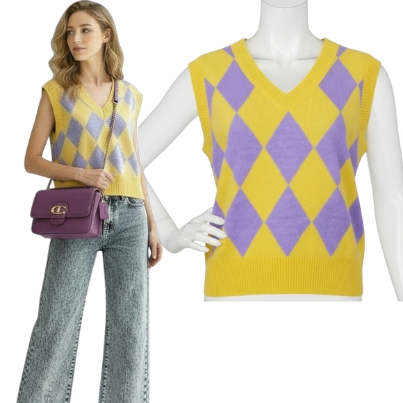 Argyle Sweater Vest Size Medium Large EUC - Picture 7 of 7